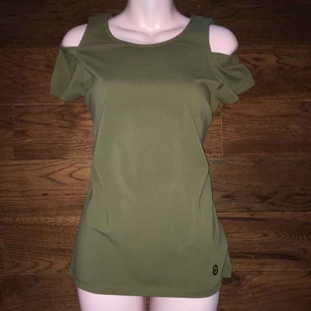 Michael Kors: olive cold-shoulder top